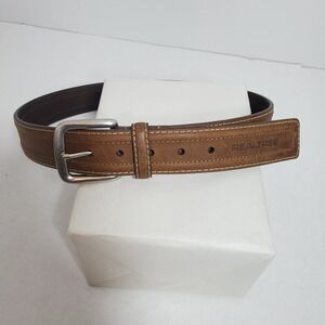 Realtree Brown Leather Belt with Buckle–Men's Casual Outdoor Hunting Belt–Size34
